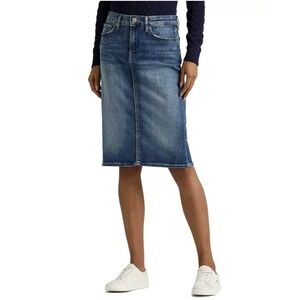 Lauren Ralph Lauren Womens Blue Denim Pencil Skirt Size 10 Medium Wash Stretch